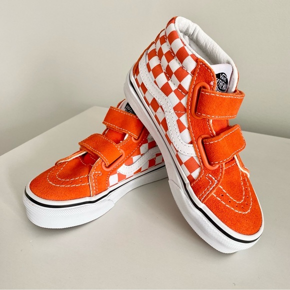 Vans Kids Orange and White Checkered Sneakers - Picture 1 of 6